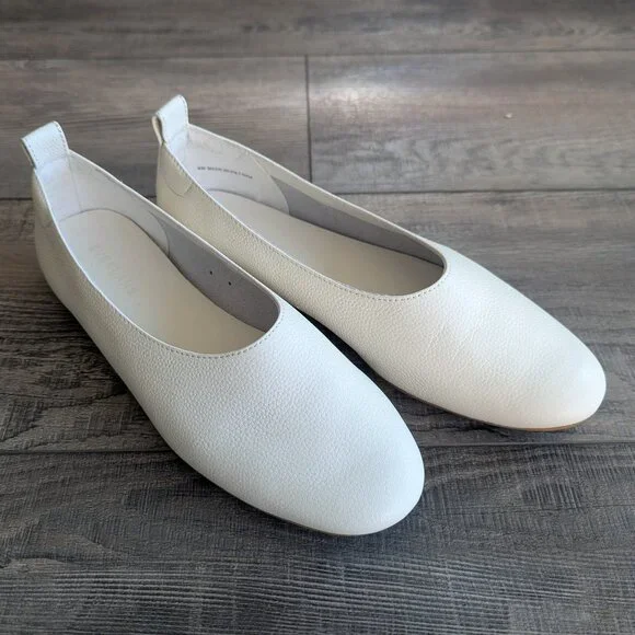 Everlane Womens 6 The Day Glove Classic Minimalist Leather Flats in Canvas White - Picture 1 of 8